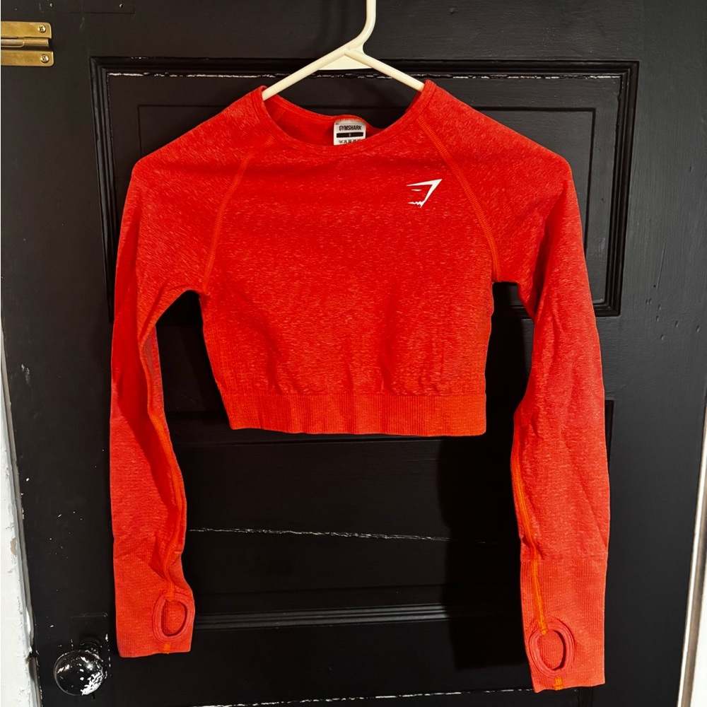 Gymshark Women's Red Long Sleeve Crop Top